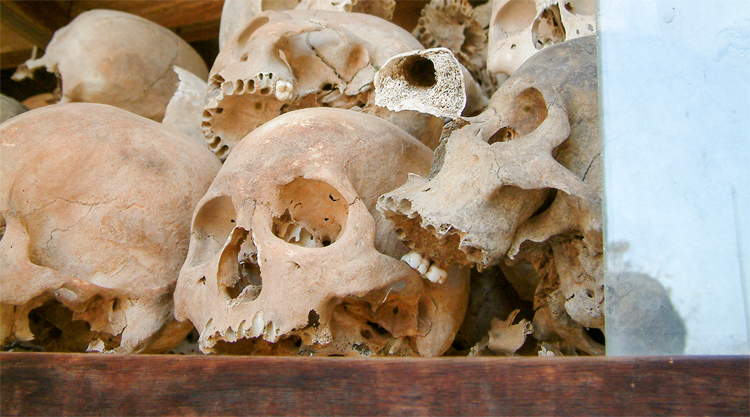 Schedels Killing Fields Phnom Penh Cambodja