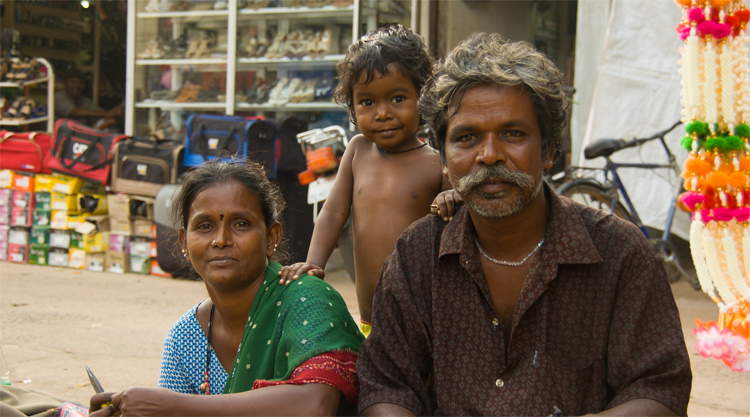 Familie in Alappuzha Kerala - Route Zuid-India