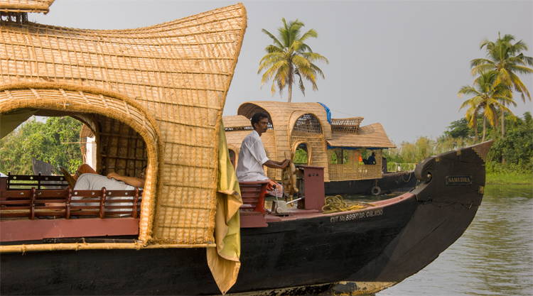 House Boat bij de Alleppey Backwaters in Kerala India