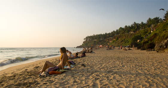 Het strand in Varkala Kerala