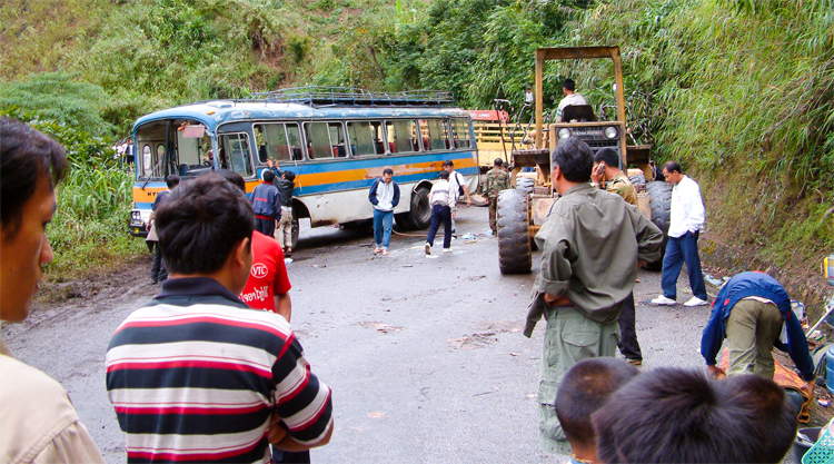 Busongeluk bij Vang Vieng in Laos