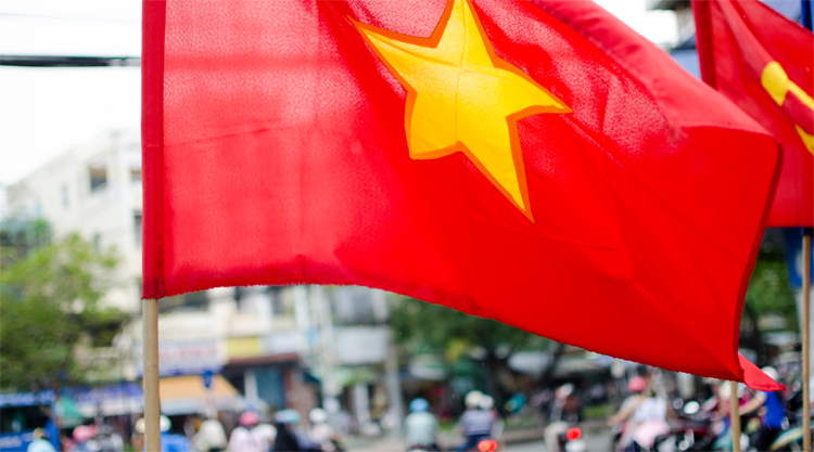 Vietnamse vlag in Ho Chi Minh City